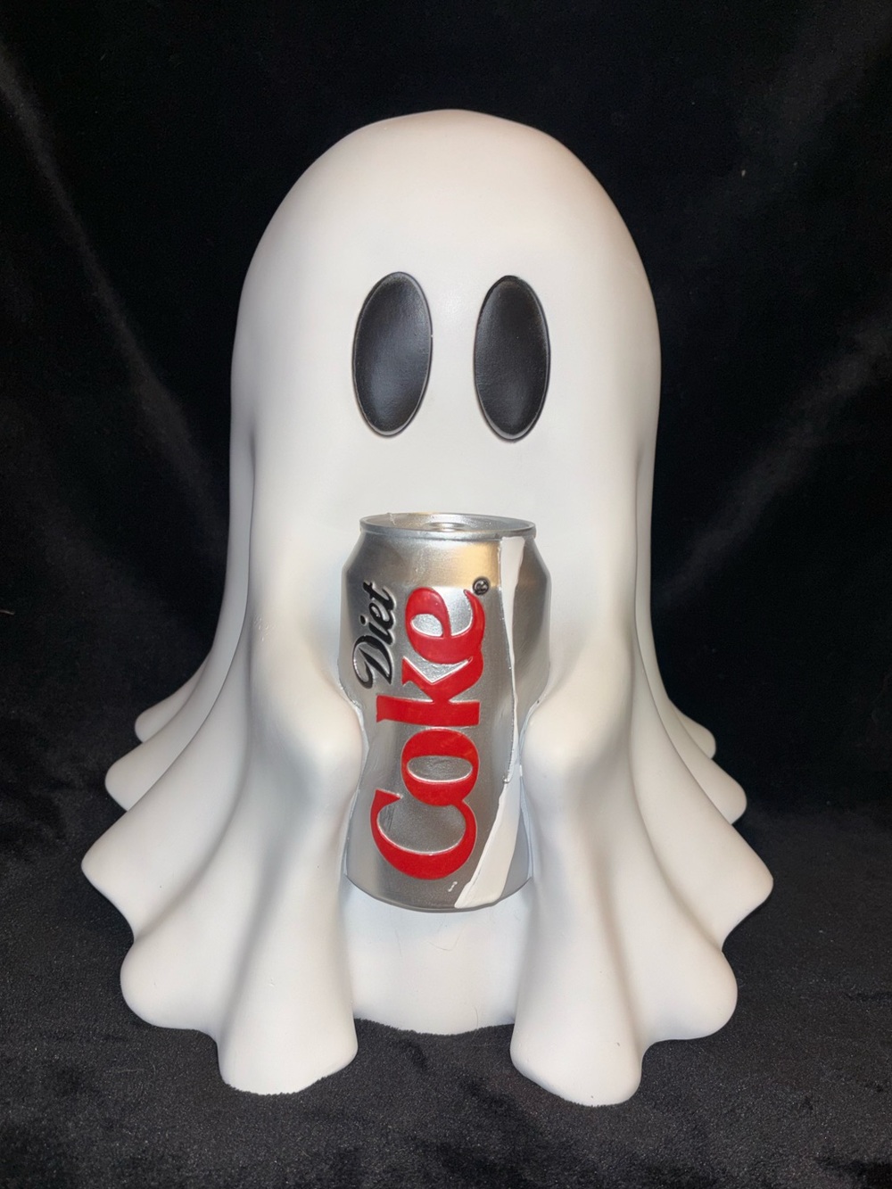 White Ghost Holding a Diet Coke Coca Cola Bottle Halloween Décor Statue Figurine